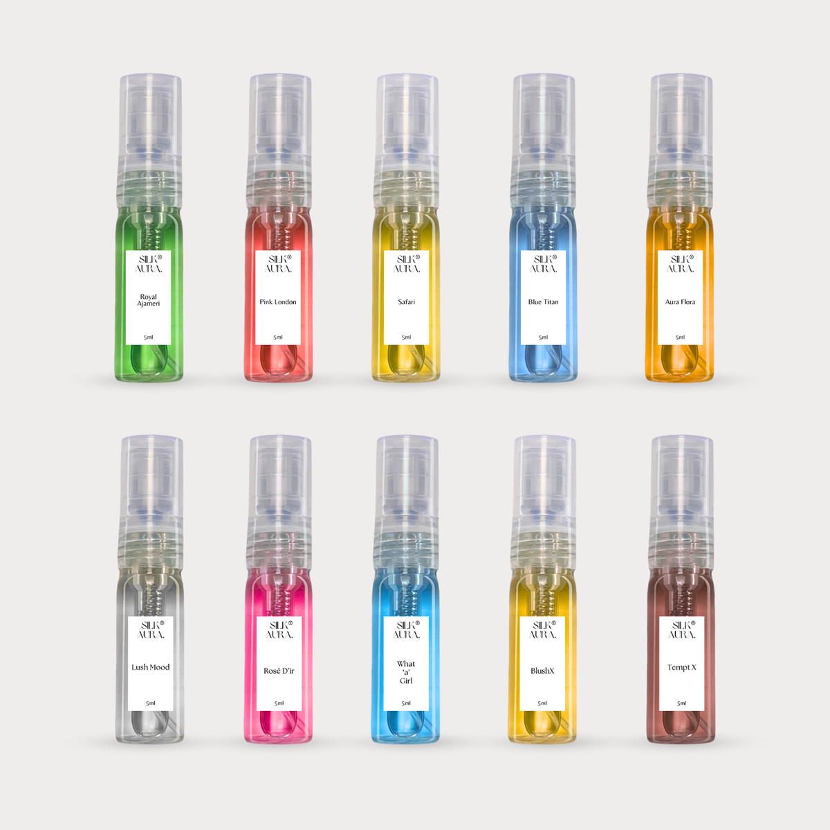 Premium Perfumes Tester Pack – SilkAura. EDP Collection (5ml x 10)